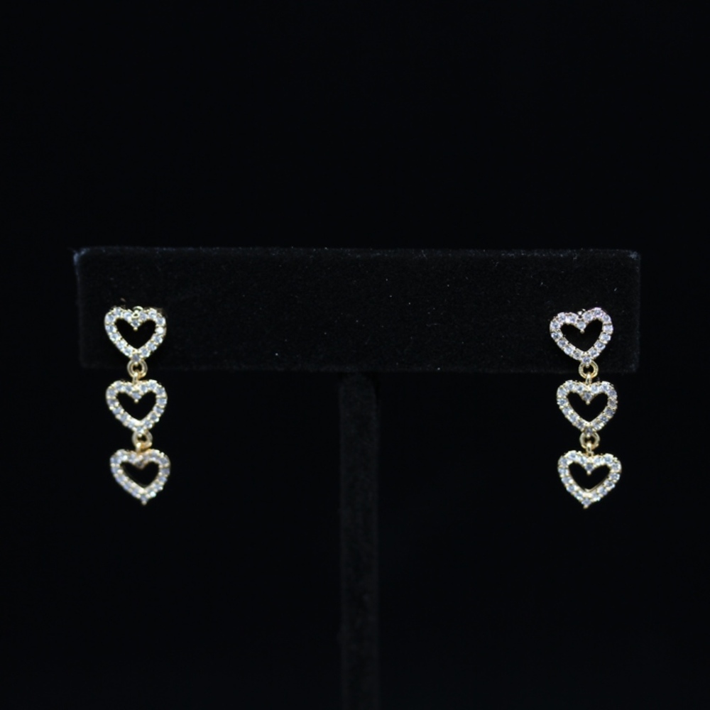 14k Gold Dipped White Topaz Pave Earrings - image 5